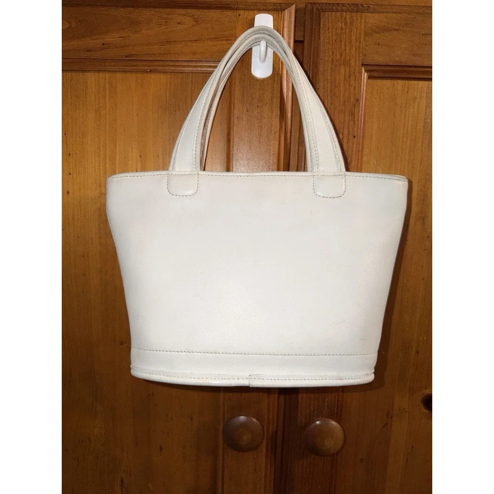 Coach 9301 Bleecker Basket Satchel White Leather Bag Vintage Purse Top Handle
